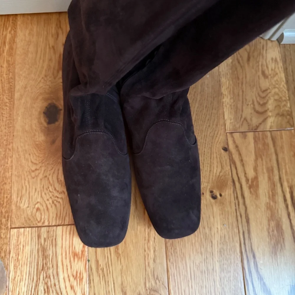 L'autre Chose suede over the knee square toe boot